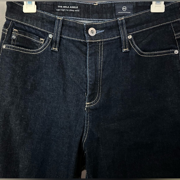 Adriano Goldschmied AG Denim Mila Super High Rise Skinny Ankle Raw Hems Size 28 - Picture 3 of 11
